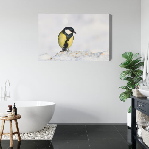 Obraz na płótnie Sikorka na śniegu Fotografia przyrodnicza  Premium Canvas - obrazek 5