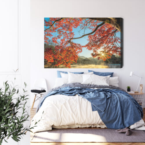 Obraz na płótnie Jesień w Japonii Natura Świątynia wśród klonów  Premium Canvas - obrazek 3