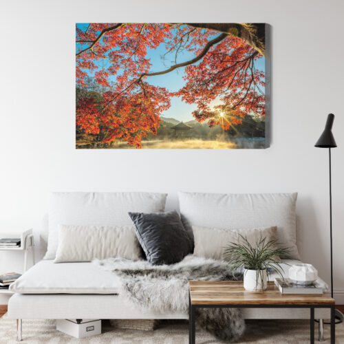 Obraz na płótnie Jesień w Japonii Natura Świątynia wśród klonów  Premium Canvas - obrazek 4