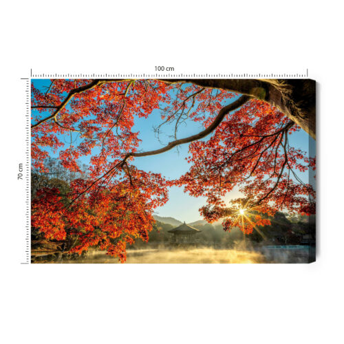 Obraz na płótnie Jesień w Japonii Natura Świątynia wśród klonów  Premium Canvas
