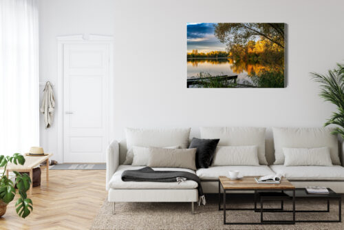 Obraz na płótnie Jesienne jezioro Natura Spokojny pejzaż  Premium Canvas - obrazek 6