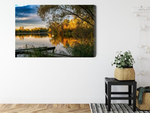 Obraz na płótnie Jesienne jezioro Natura Spokojny pejzaż  Premium Canvas - obrazek 8