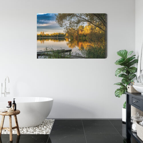 Obraz na płótnie Jesienne jezioro Natura Spokojny pejzaż  Premium Canvas - obrazek 5