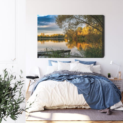 Obraz na płótnie Jesienne jezioro Natura Spokojny pejzaż  Premium Canvas - obrazek 3