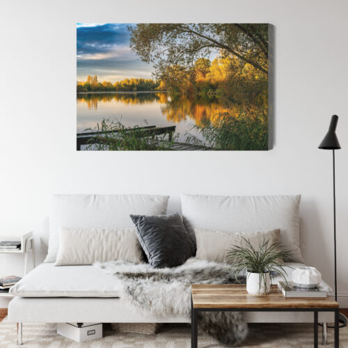 Obraz na płótnie Jesienne jezioro Natura Spokojny pejzaż  Premium Canvas - obrazek 4
