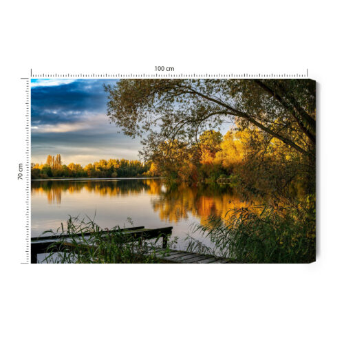 Obraz na płótnie Jesienne jezioro Natura Spokojny pejzaż  Premium Canvas