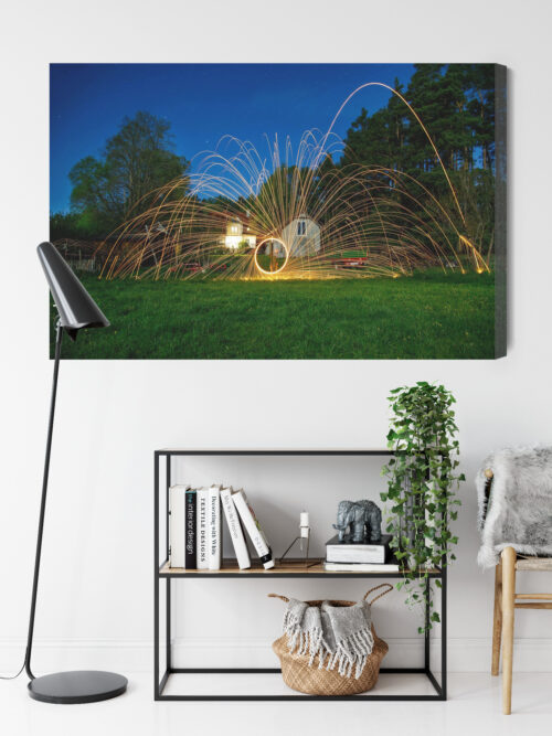 Obraz na płótnie Dom nocą z iskrzącym światłem Stalowa wełna  Premium Canvas - obrazek 9