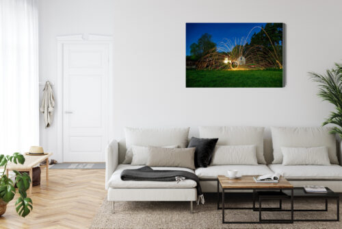 Obraz na płótnie Dom nocą z iskrzącym światłem Stalowa wełna  Premium Canvas - obrazek 6