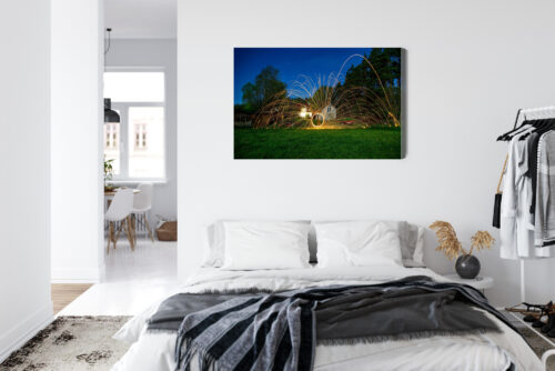 Obraz na płótnie Dom nocą z iskrzącym światłem Stalowa wełna  Premium Canvas - obrazek 7