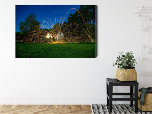 Obraz na płótnie Dom nocą z iskrzącym światłem Stalowa wełna  Premium Canvas - obrazek 8