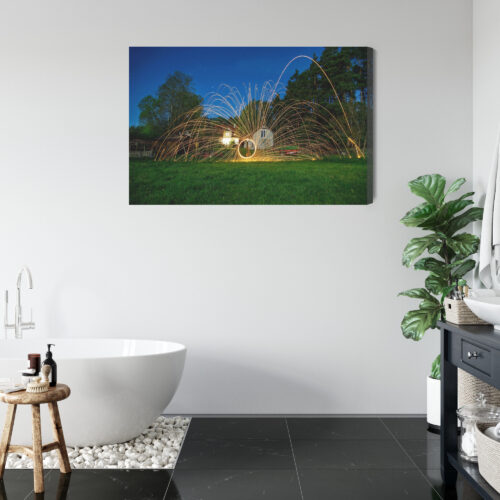 Obraz na płótnie Dom nocą z iskrzącym światłem Stalowa wełna  Premium Canvas - obrazek 5