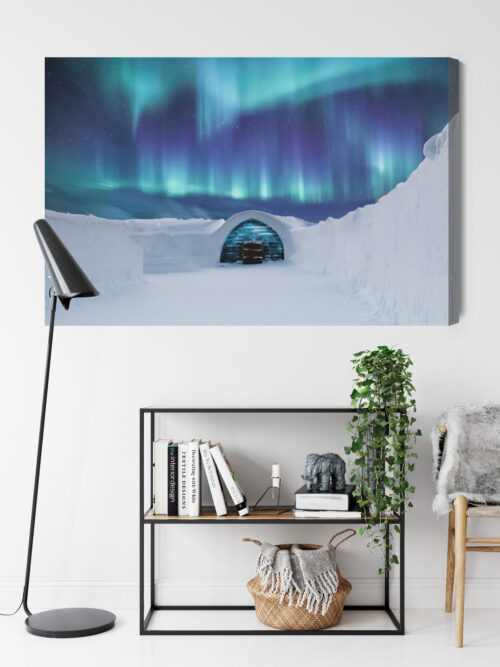 Obraz na płótnie Igloo i zorza polarna Zimowy pejzaż nocą  Premium Canvas - obrazek 9