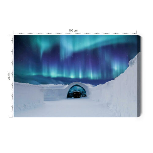 Obraz na płótnie Igloo i zorza polarna Zimowy pejzaż nocą  Premium Canvas