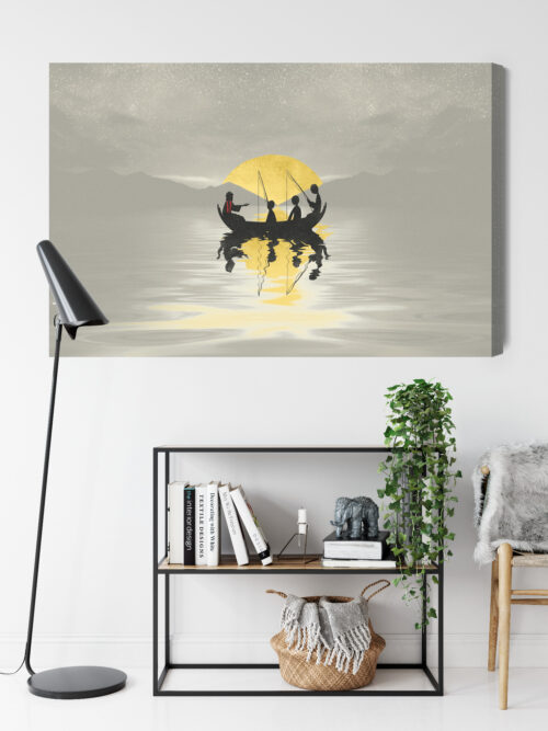 Obraz na płótnie Wędkarze o zmierzchu Minimalizm i spokój Premium Canvas - obrazek 9