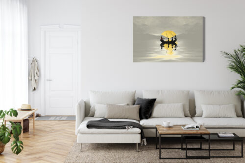 Obraz na płótnie Wędkarze o zmierzchu Minimalizm i spokój Premium Canvas - obrazek 6
