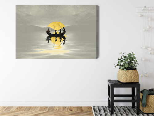 Obraz na płótnie Wędkarze o zmierzchu Minimalizm i spokój Premium Canvas - obrazek 8