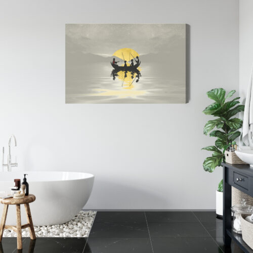 Obraz na płótnie Wędkarze o zmierzchu Minimalizm i spokój Premium Canvas - obrazek 5