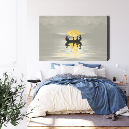 Obraz na płótnie Wędkarze o zmierzchu Minimalizm i spokój Premium Canvas - obrazek 3