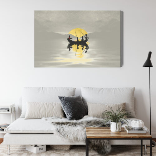 Obraz na płótnie Wędkarze o zmierzchu Minimalizm i spokój Premium Canvas - obrazek 4