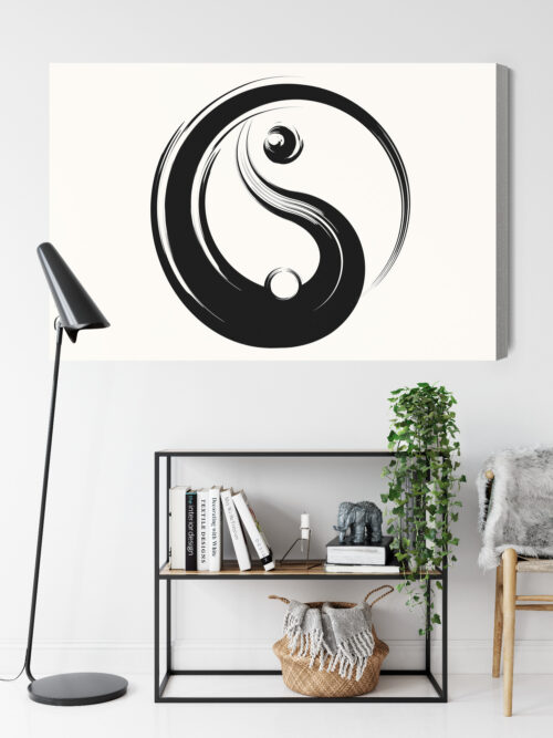Obraz na płótnie Yin Yang Minimalistyczny czarno-biały symbol  Premium Canvas - obrazek 9