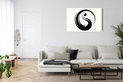 Obraz na płótnie Yin Yang Minimalistyczny czarno-biały symbol  Premium Canvas - obrazek 6