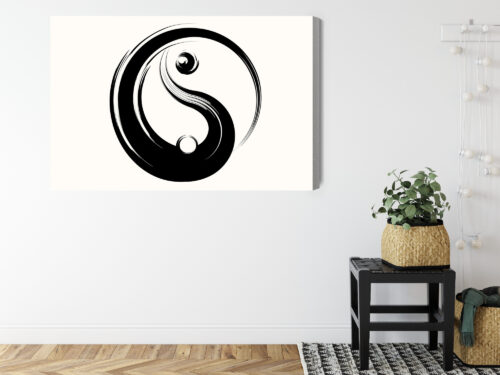 Obraz na płótnie Yin Yang Minimalistyczny czarno-biały symbol  Premium Canvas - obrazek 8