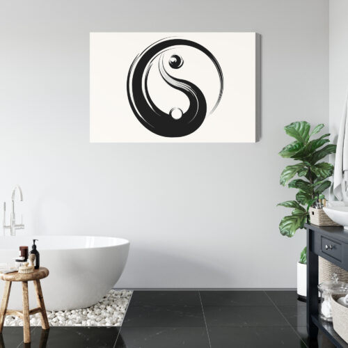 Obraz na płótnie Yin Yang Minimalistyczny czarno-biały symbol  Premium Canvas - obrazek 5