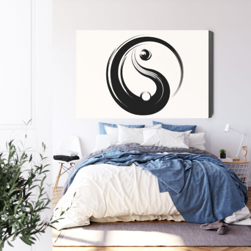 Obraz na płótnie Yin Yang Minimalistyczny czarno-biały symbol  Premium Canvas - obrazek 3