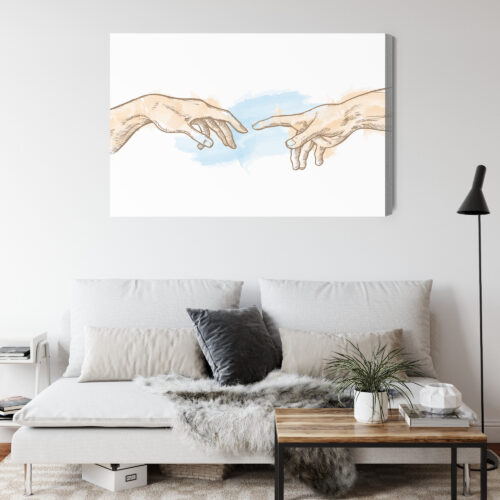 Obraz na płótnie Dłonie Stworzenia Rysunek minimalizm  Premium Canvas - obrazek 4