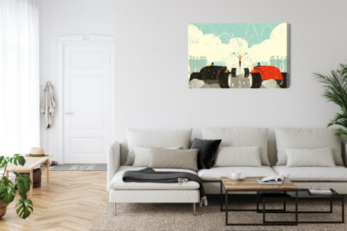 Obraz na płótnie Wyścig uliczny Hot Rod Retro Styl vintage  Premium Canvas - obrazek 6