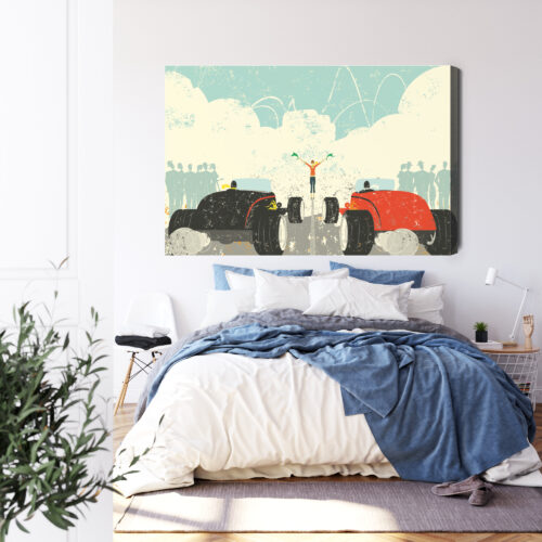 Obraz na płótnie Wyścig uliczny Hot Rod Retro Styl vintage  Premium Canvas - obrazek 3