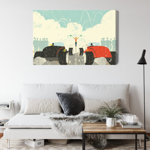 Obraz na płótnie Wyścig uliczny Hot Rod Retro Styl vintage  Premium Canvas - obrazek 4