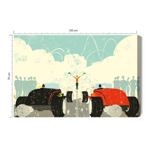 Obraz na płótnie Wyścig uliczny Hot Rod Retro Styl vintage  Premium Canvas