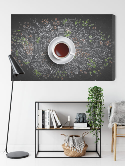 Obraz na płótnie Filiżanka kawy Styl doodle kredowy szkic  Premium Canvas - obrazek 9