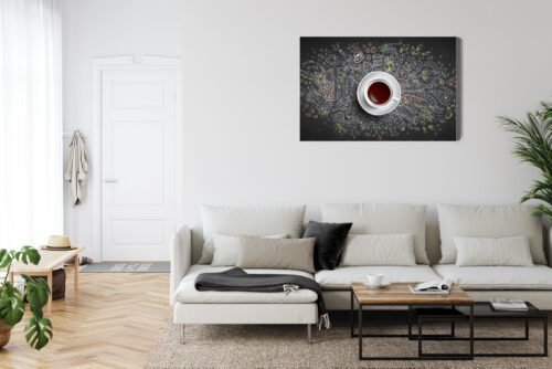 Obraz na płótnie Filiżanka kawy Styl doodle kredowy szkic  Premium Canvas - obrazek 6