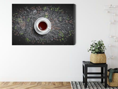 Obraz na płótnie Filiżanka kawy Styl doodle kredowy szkic  Premium Canvas - obrazek 8