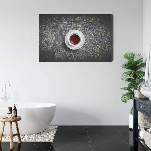 Obraz na płótnie Filiżanka kawy Styl doodle kredowy szkic  Premium Canvas - obrazek 5