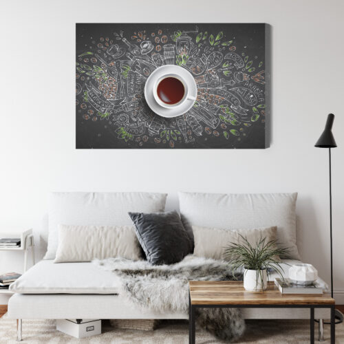 Obraz na płótnie Filiżanka kawy Styl doodle kredowy szkic  Premium Canvas - obrazek 4