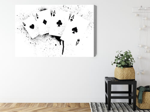Obraz na płótnie Asy w farbie street art czarno-biały kontrast  Premium Canvas - obrazek 8