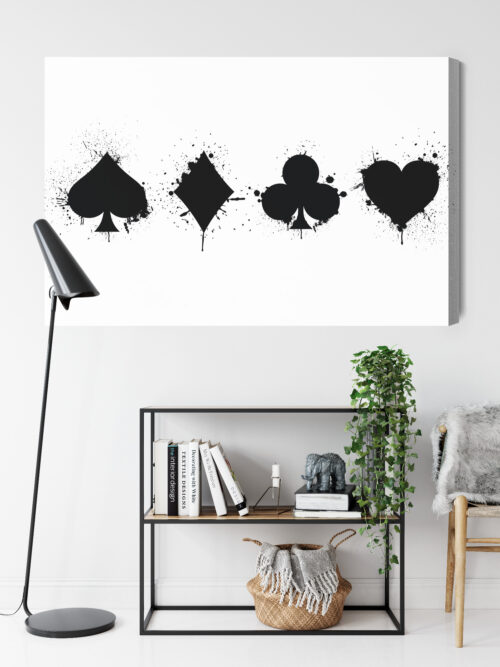 Obraz na płótnie Symbole kart graffiti czarno-biały minimalizm  Premium Canvas - obrazek 9