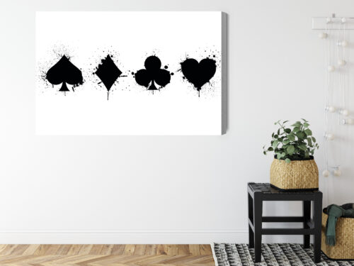 Obraz na płótnie Symbole kart graffiti czarno-biały minimalizm  Premium Canvas - obrazek 8