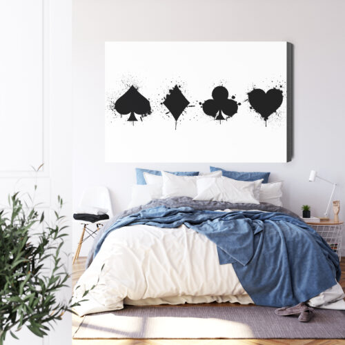 Obraz na płótnie Symbole kart graffiti czarno-biały minimalizm  Premium Canvas - obrazek 3