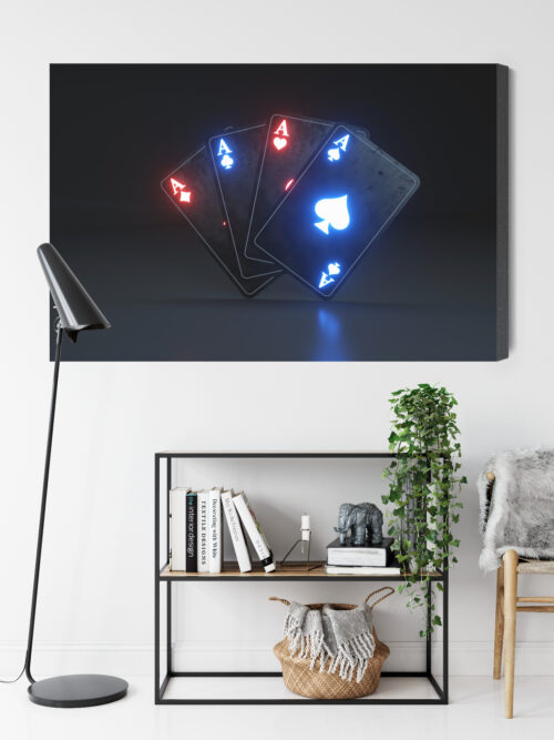 Obraz na płótnie Karty Asy Styl neonowy ciemne tło  Premium Canvas - obrazek 9