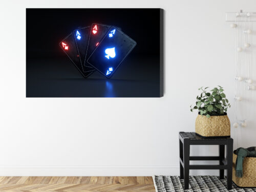 Obraz na płótnie Karty Asy Styl neonowy ciemne tło  Premium Canvas - obrazek 8