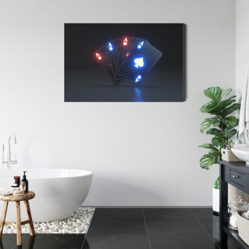 Obraz na płótnie Karty Asy Styl neonowy ciemne tło  Premium Canvas - obrazek 5