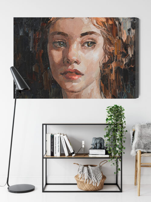 Obraz na płótnie Portret kobiety Styl olejny ciemne tło  Premium Canvas - obrazek 9