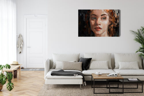 Obraz na płótnie Portret kobiety Styl olejny ciemne tło  Premium Canvas - obrazek 6