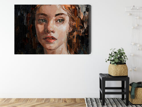 Obraz na płótnie Portret kobiety Styl olejny ciemne tło  Premium Canvas - obrazek 8