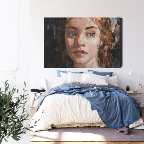 Obraz na płótnie Portret kobiety Styl olejny ciemne tło  Premium Canvas - obrazek 3