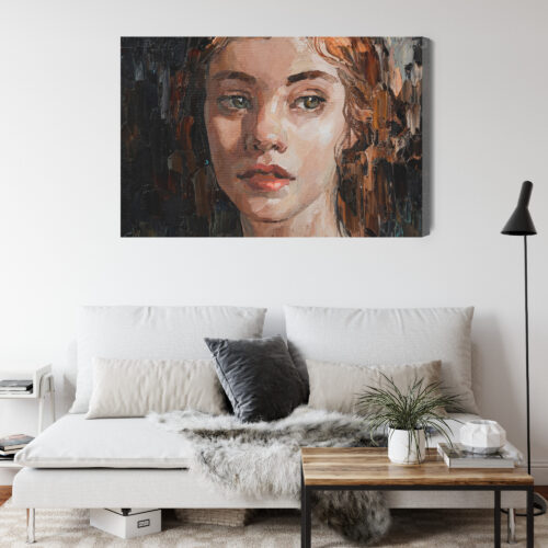 Obraz na płótnie Portret kobiety Styl olejny ciemne tło  Premium Canvas - obrazek 4